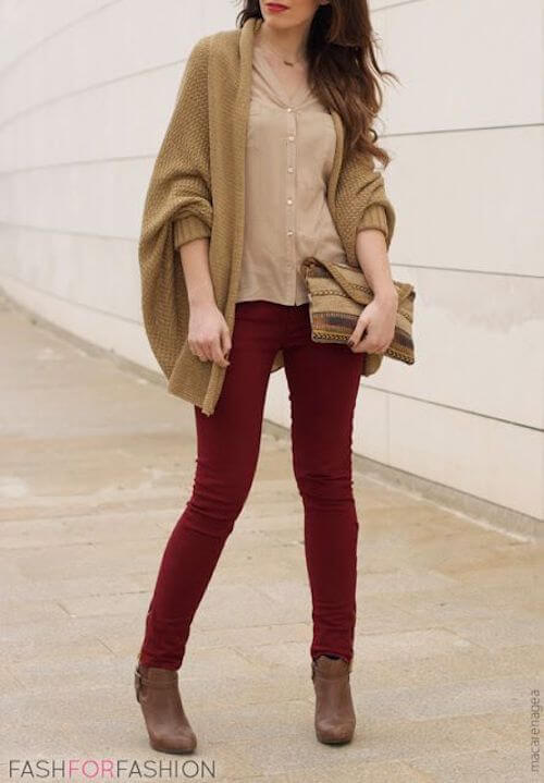 what color to wear with burgundy pants