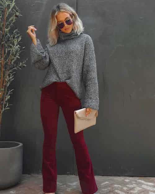 what color to wear with burgundy pants