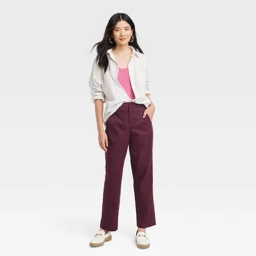 what color to wear with burgundy pants