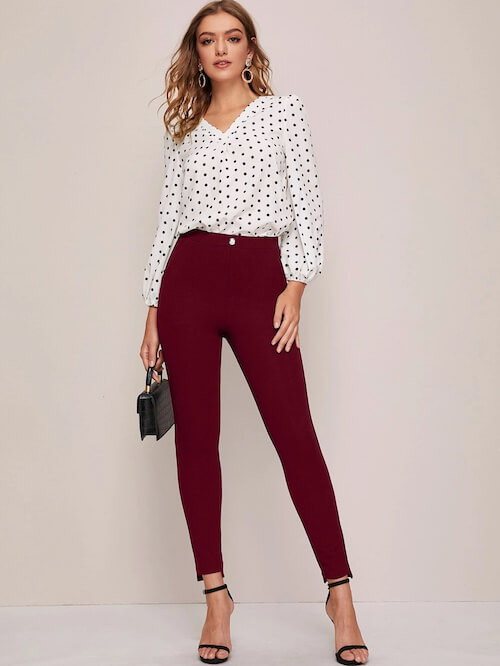 what color to wear with burgundy pants