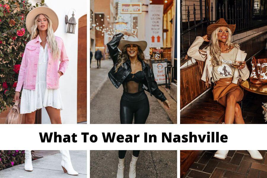 collage of outfit ideas on what to wear in Nashville