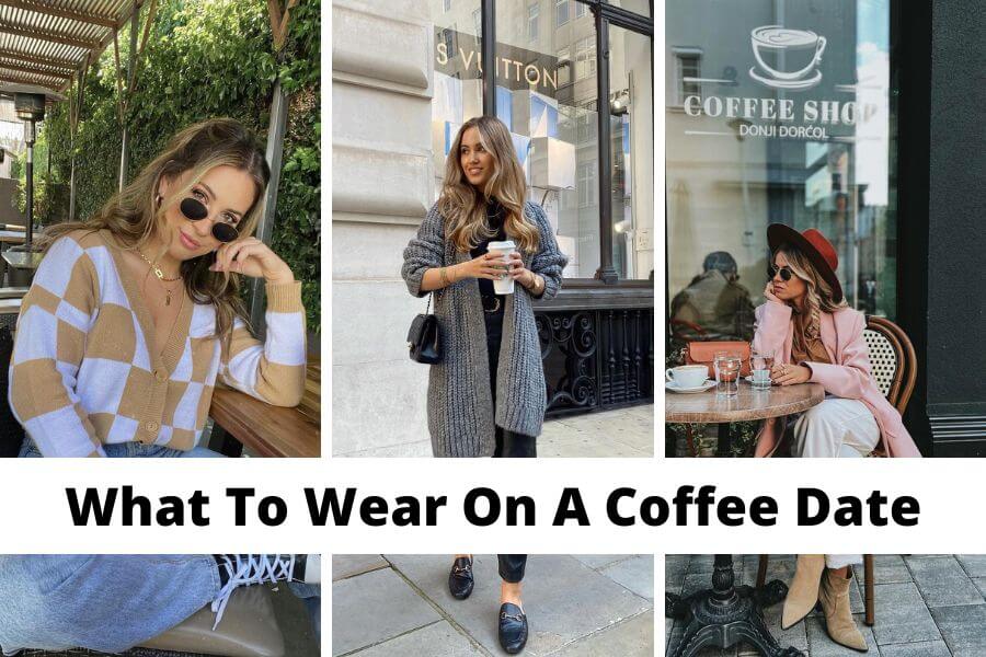 collage of ideas on what to wear on a coffee date