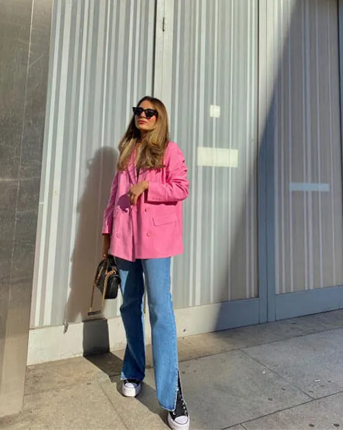 what to wear with a light pink blazer for women