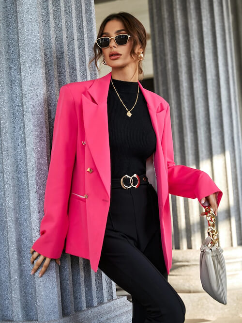 what to wear with a hot pink blazer