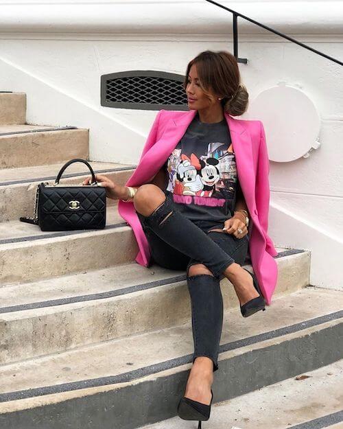 casual classy hot pink blazer outfit ideas for women