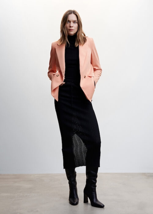 what to wear with a pale pink blazer for women
