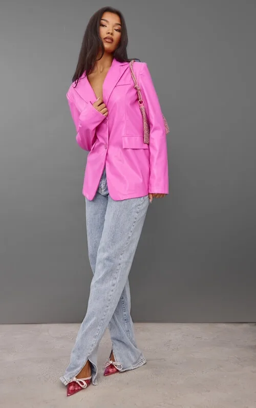 how to wear a light pink blazer with jeans