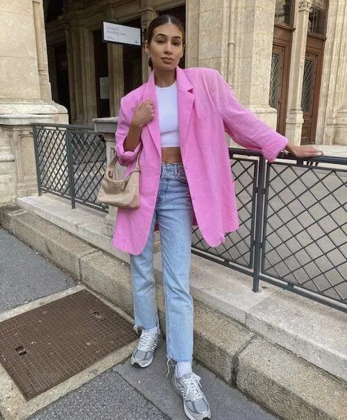 casual light pink blazer outfit ideas for women