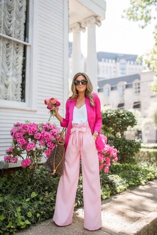 hot pink blazer outfit for work