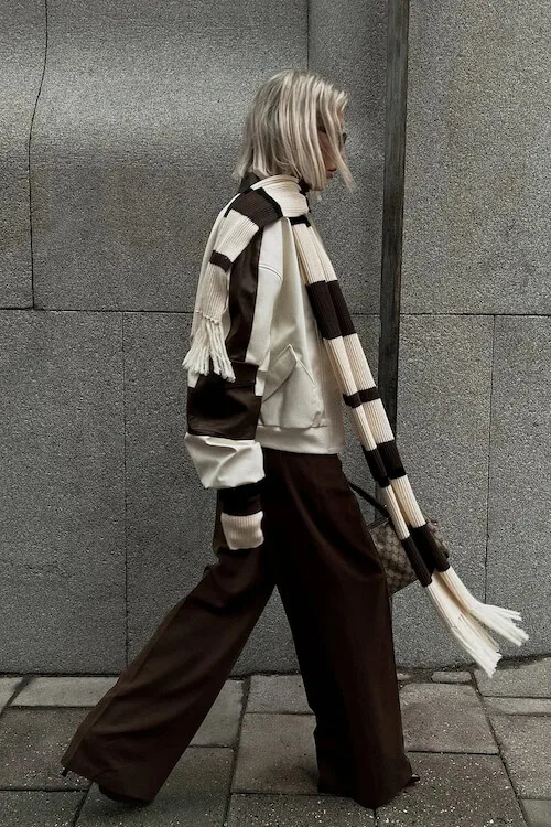 casual street style with brown pants for women