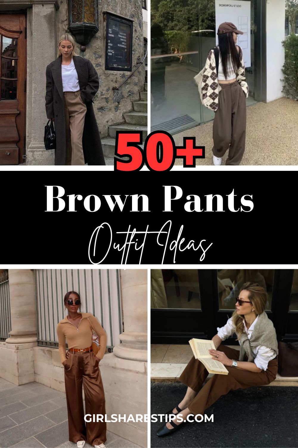 what to wear with brown pants outfit ideas collage