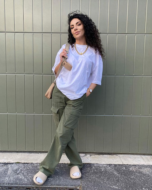 green baggy pants outfit