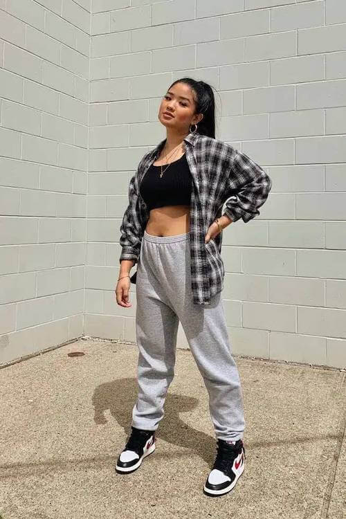 what to wear with grey sweatpants