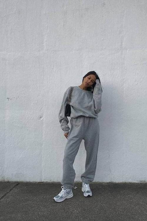 what to wear with grey sweatpants