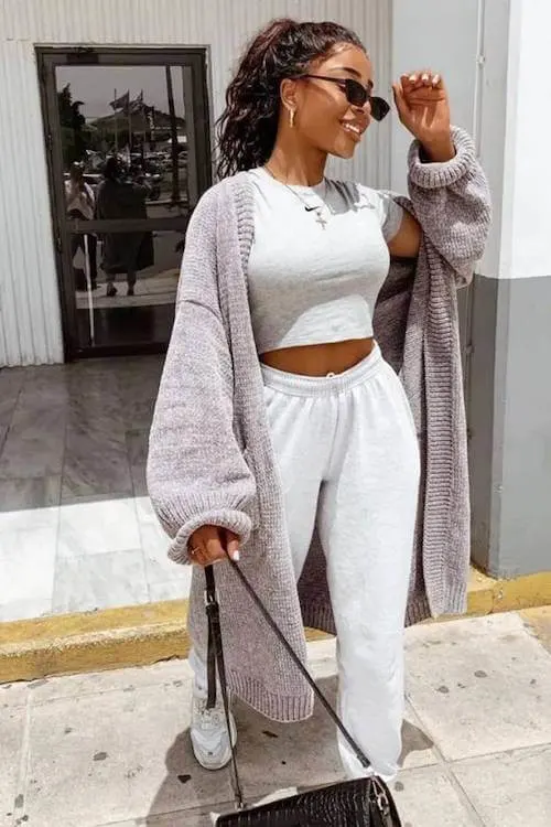 what to wear with grey sweatpants