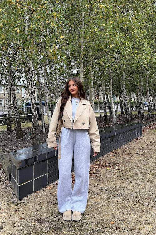 what to wear with grey sweatpants