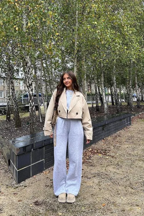 what to wear with grey sweatpants
