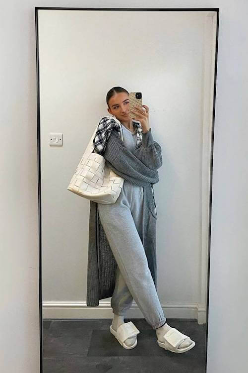 what to wear with grey sweatpants