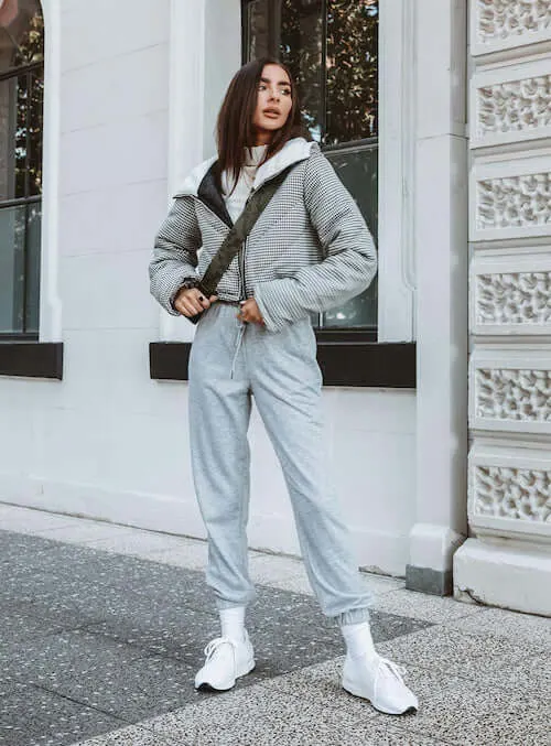 what to wear with grey sweatpants female