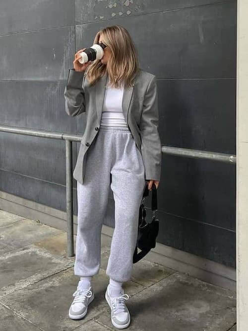 what to wear with grey sweatpants female