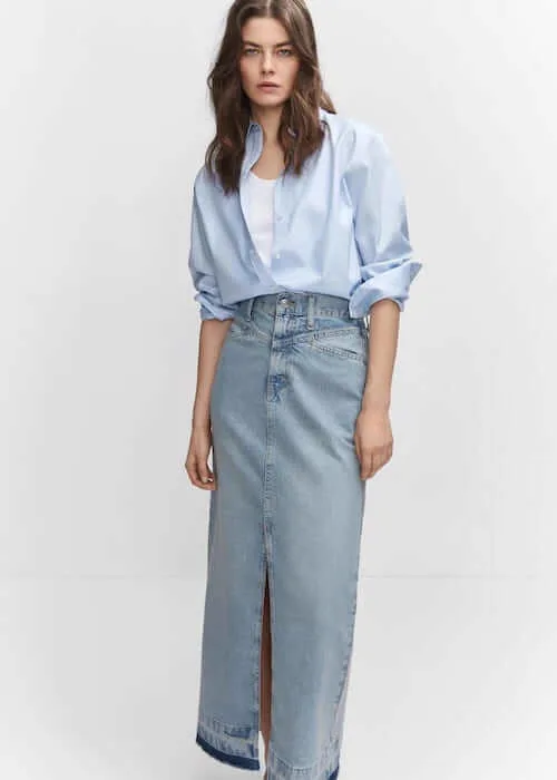 what to wear with jean skirt