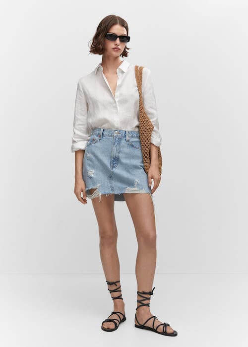 what to wear with jean skirt
