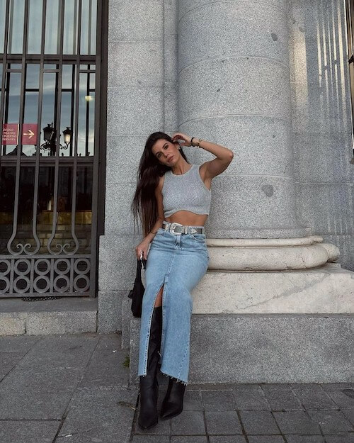 what to wear with jean skirt