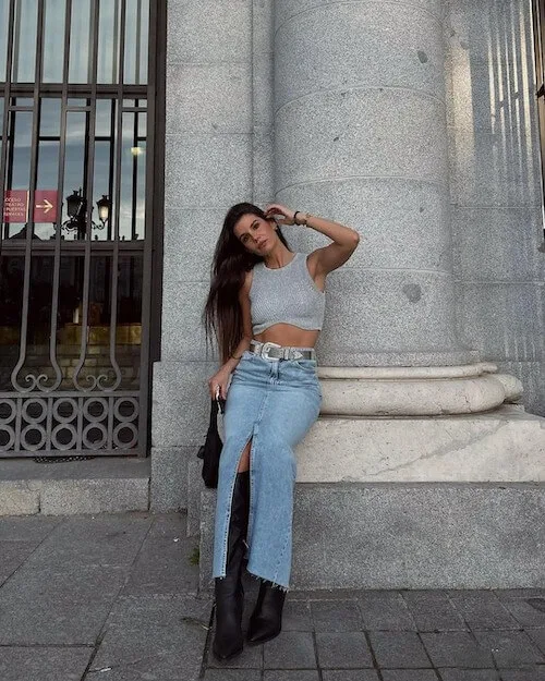 what to wear with jean skirt