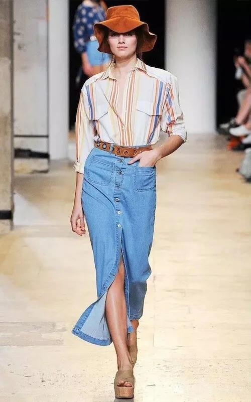 what to wear with jean skirt