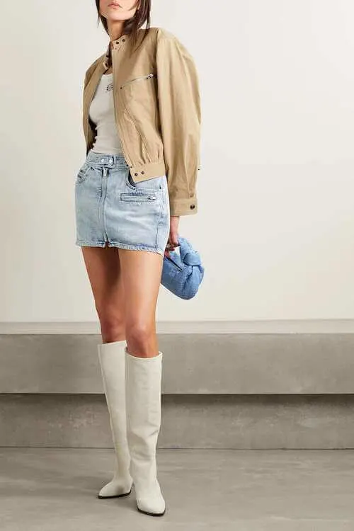 what to wear with jean skirt