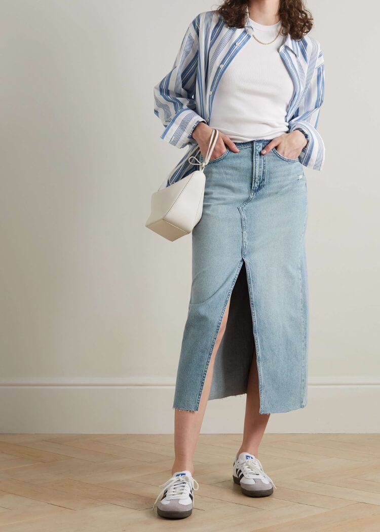 How to Wear a Denim Skirt For Fall | POPSUGAR Fashion