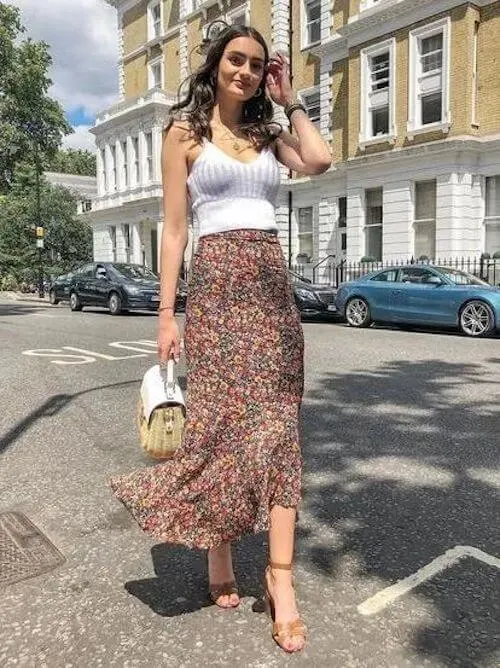 how to style floral maxi skirts