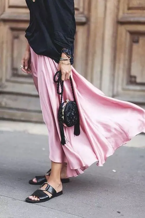 what to wear with silk skirt