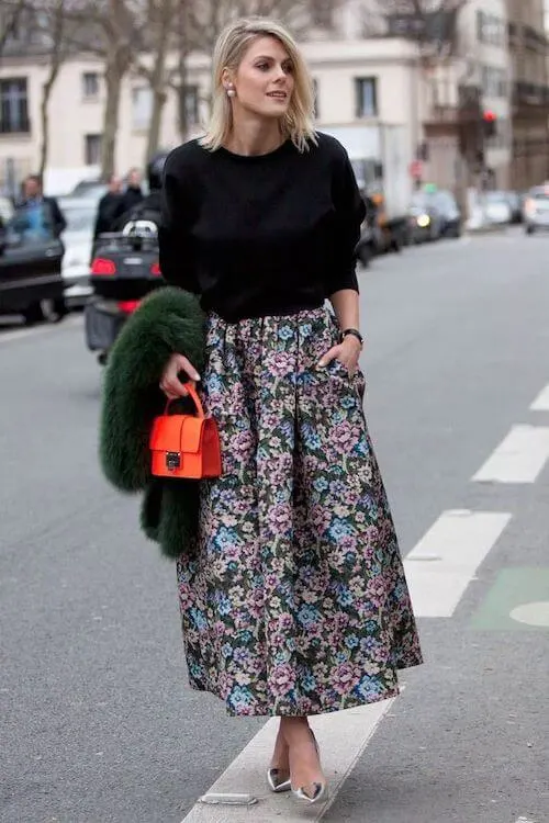 what to wear with long a-line skirts