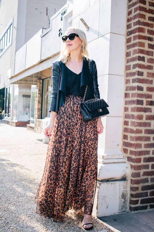 what to wear with sheer maxi skirt