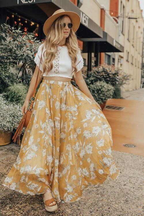what to wear with maxi skirt