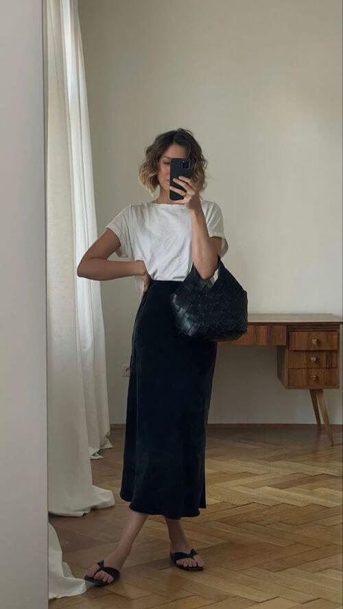 what to wear with long skirts