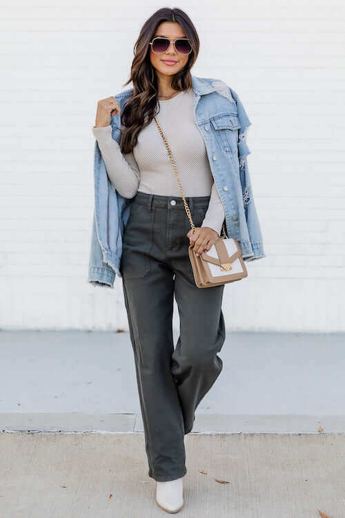 what to wear with olive green pants