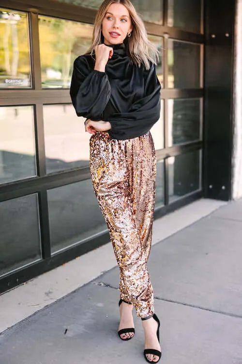 Times Square Champagne Plus Size Sequin Pants – Haute2Wear