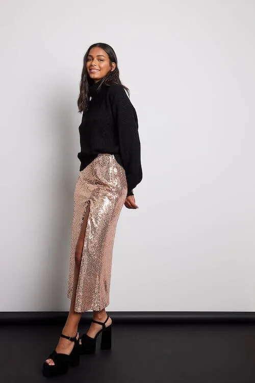 what to wear with sequin skirt