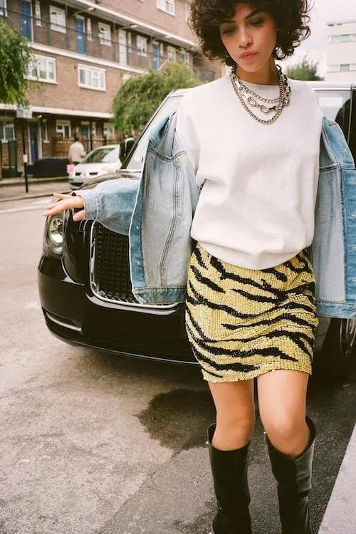 what to wear with sequin skirt