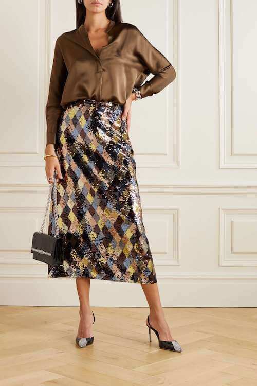 what to wear with sequin skirt