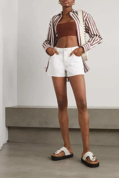 what to wear with white shorts black women
