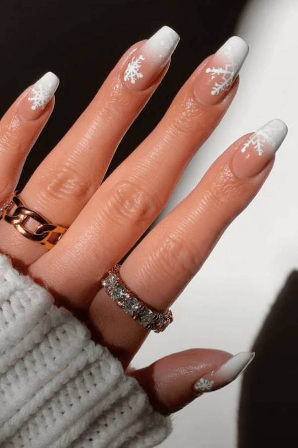 Snowflake French Tip Nails