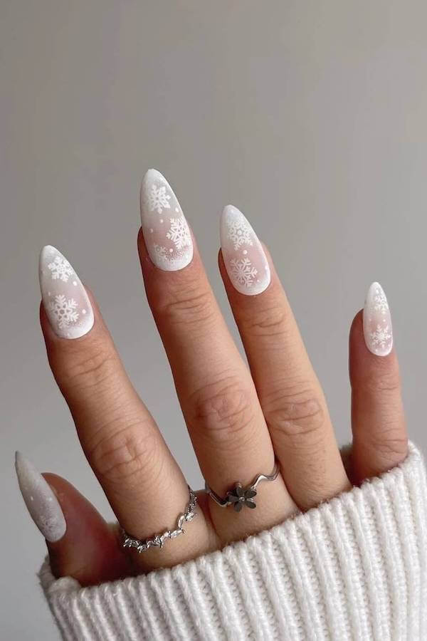 Matte Snowflake Christmas Nails