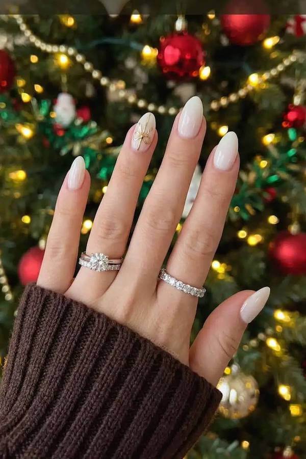 Classic White Christmas Nails
