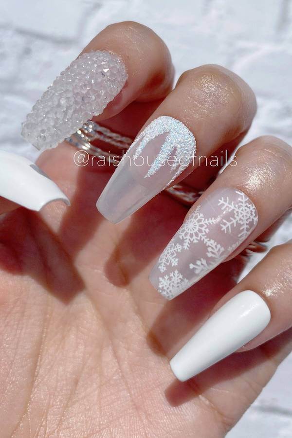 Textured Snowflake Winter Nails