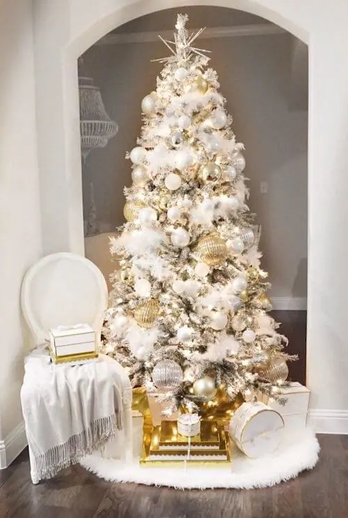 white and gold christmas tree ideas