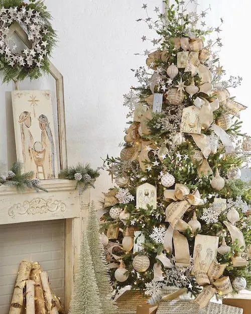 white and gold christmas tree ideas