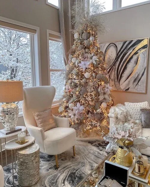 white and gold christmas tree ideas